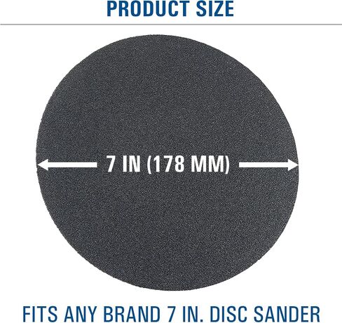 Premium 7 Inch Hook and Loop Grip Sanding Discs - No Hole Black Silicon Carbide - for Stone, Metal, Wood Floor, Auto Body Repair, Paint and Plastics (25 Pack, 36 Grit) in Saudi Arabia