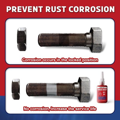 Threadlocker 271, Red High Strength Permanent Thread Lock Glue (1.69Fl. oz/50ml) - Lock Tight Screw Glue for Nuts, Bolts & Seal Fasteners, Prevents Loosening, Rust & Corrosion in Saudi Arabia