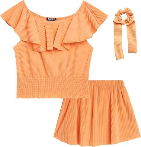 Girls' Skirt Set - 2 Piece Top and Scooter Skort - Cute Summer Fashion Outfit for Girls (7-12) in Saudi Arabia