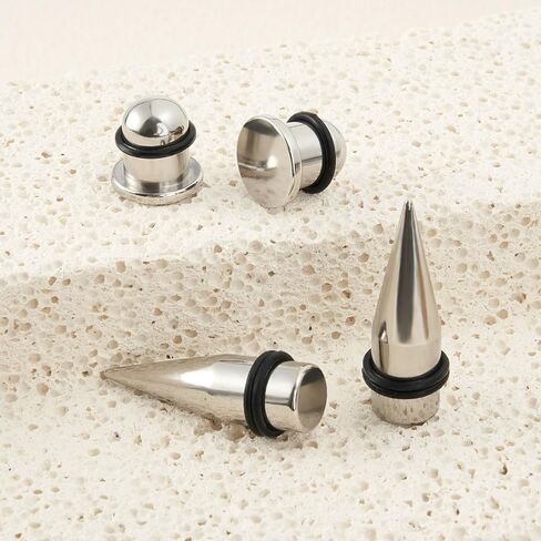 Longbeauty 14G-00G 36pcs الأذن مقاييس تمتد عدة التناقص التدريجي الفولاذ الجراحية للأذنين قياس بداية مجموعات واحدة مسطحة أعلى مقاييس المقابس للنساء الرجال in Kuwait