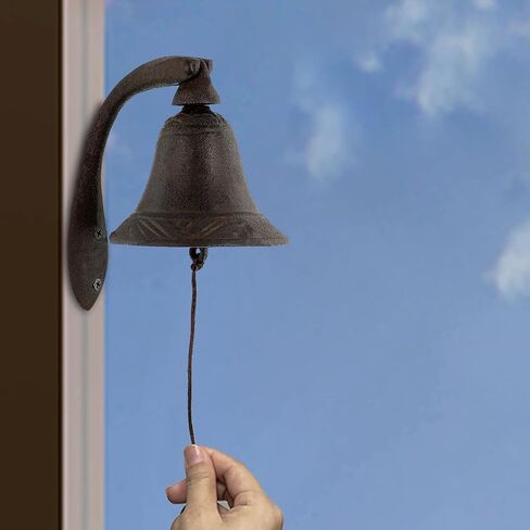 Cast Iron Farmhouse Dinner Bell - Decoration Hanging Bell for Yard or Garden - Bracket Mount - Wall Bell - Indoor Rope Bell for Ship, Door, School, Home, Church (Bell) in Saudi Arabia