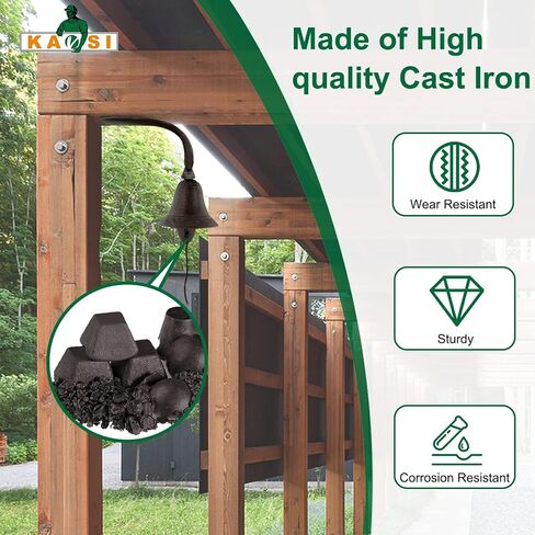 Cast Iron Farmhouse Dinner Bell - Decoration Hanging Bell for Yard or Garden - Bracket Mount - Wall Bell - Indoor Rope Bell for Ship, Door, School, Home, Church (Bell) in Saudi Arabia