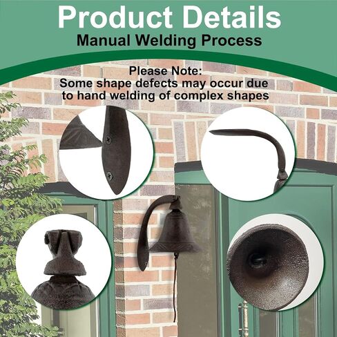 Cast Iron Farmhouse Dinner Bell - Decoration Hanging Bell for Yard or Garden - Bracket Mount - Wall Bell - Indoor Rope Bell for Ship, Door, School, Home, Church (Bell) in Saudi Arabia