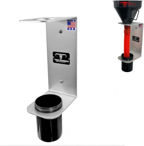 Pit Posse PP3364 Aluminum Oil Funnel Holder Storage Rack - Enclosed Trailer Garage Shop -Made in USA- Wall Mount Fluid Drain Funnel Caddy Hanger Automotive Organizer Removable Spill Free Universal Fit in Saudi Arabia