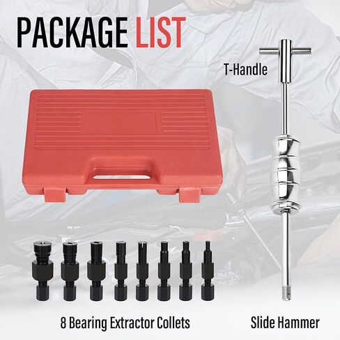 Motorcycle Blind Inner Bearing Puller Tool Kit, 8-32mm Collets Internal Bearing Removal Tool with Slide Hammer, 9 pcs Inner Bearing Extractor Kit in Kuwait