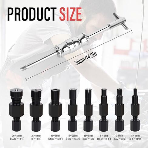 Motorcycle Blind Inner Bearing Puller Tool Kit, 8-32mm Collets Internal Bearing Removal Tool with Slide Hammer, 9 pcs Inner Bearing Extractor Kit in Kuwait