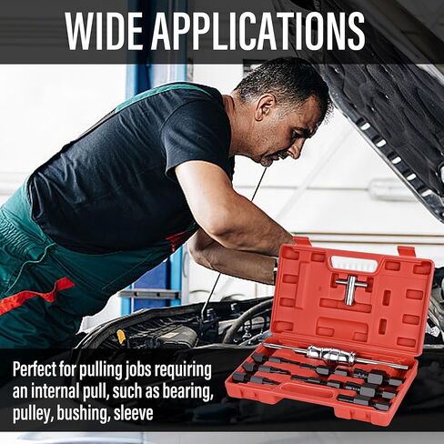 Motorcycle Blind Inner Bearing Puller Tool Kit, 8-32mm Collets Internal Bearing Removal Tool with Slide Hammer, 9 pcs Inner Bearing Extractor Kit in Kuwait