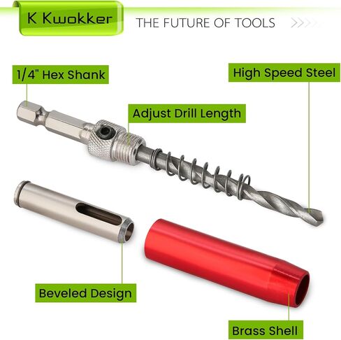 Self Centering Drill Bit Set 1/4" Hex Shank Vix Bit, 5/64" to 1/4" Center Drill Bit Set Custom Colorful Hinge Drill Bit Set for Metal Wood Cabinet Door Window Aluminum Copper Stainless Steel in Saudi Arabia