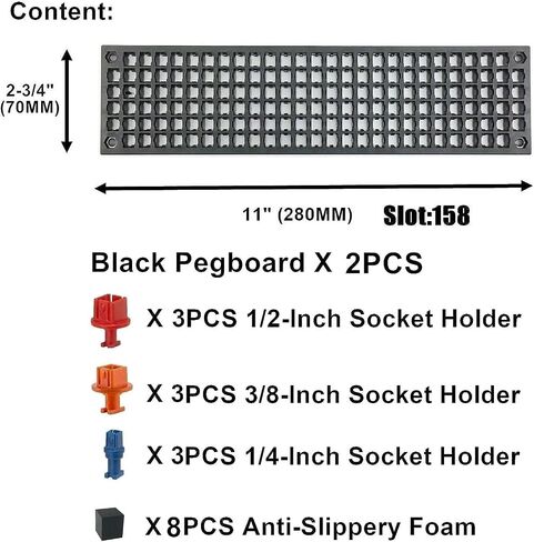 Free Zone Bit Organizer Set, 316-Hole 1/4" Hex Bit Toolbox Storage | Black; drive bit adapter & 1/2", 3/8", 1/4" socket holder compatible; anti-drop design; tools not included in Saudi Arabia