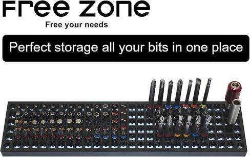 Free Zone Bit Organizer Set, 316-Hole 1/4" Hex Bit Toolbox Storage | Black; drive bit adapter & 1/2", 3/8", 1/4" socket holder compatible; anti-drop design; tools not included in Saudi Arabia