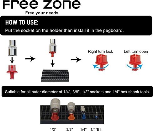 Free Zone Bit Organizer Set, 316-Hole 1/4" Hex Bit Toolbox Storage | Black; drive bit adapter & 1/2", 3/8", 1/4" socket holder compatible; anti-drop design; tools not included in Saudi Arabia