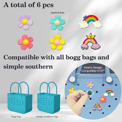 Charms for Bogg Bag, Flowers Charms Compatible with Bogg Bag & Simple Modern Beach Totes, Accessories for Bogg Bag, Bogg Accessories Inserts Gifts for Women Girl in Saudi Arabia