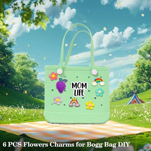 Charms for Bogg Bag, Flowers Charms Compatible with Bogg Bag & Simple Modern Beach Totes, Accessories for Bogg Bag, Bogg Accessories Inserts Gifts for Women Girl in Saudi Arabia