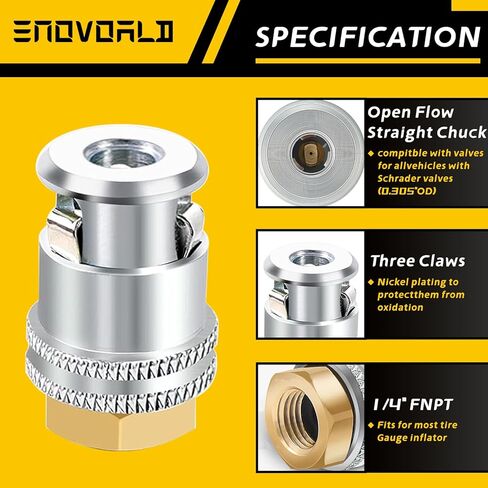 قفل على ظرف الهواء، ظرف منفاخ الإطارات 1/4FNPT مع قابس قياسي سريع للذكور، ظرف إطار نحاسي مغلق التدفق لمقياس نفخ الإطارات وضاغط الهواء in Kuwait