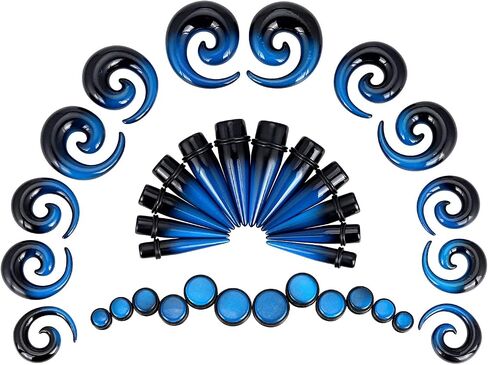 Qmcandy 00G-20mm مجموعة تمديد الأذن 36 قطعة مجموعة كبيرة الحجم مستدقة كبيرة من الأكريليك نفق التوصيل مجموعة حلزونية in Kuwait