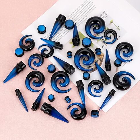Qmcandy 00G-20mm مجموعة تمديد الأذن 36 قطعة مجموعة كبيرة الحجم مستدقة كبيرة من الأكريليك نفق التوصيل مجموعة حلزونية in Kuwait