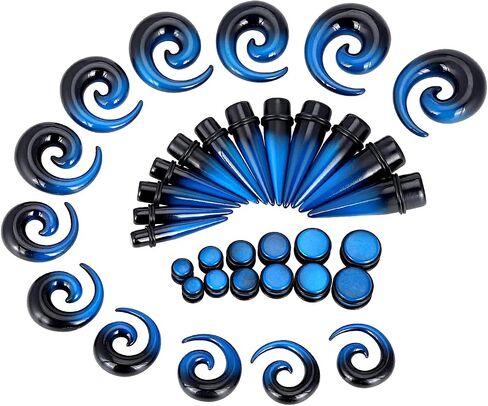 Qmcandy 00G-20mm مجموعة تمديد الأذن 36 قطعة مجموعة كبيرة الحجم مستدقة كبيرة من الأكريليك نفق التوصيل مجموعة حلزونية in Kuwait