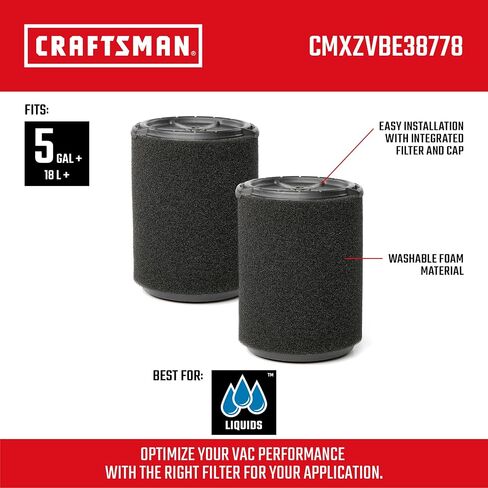 CRAFTSMAN CMXZVBE38754 Genuine 5-20 Gal. General Purpose Wet Dry Vac Filter | Fits Most 5 to 20 Gallon CRAFTSMAN Shop Vacuums, Easy Installation and Traps General Debris in Saudi Arabia