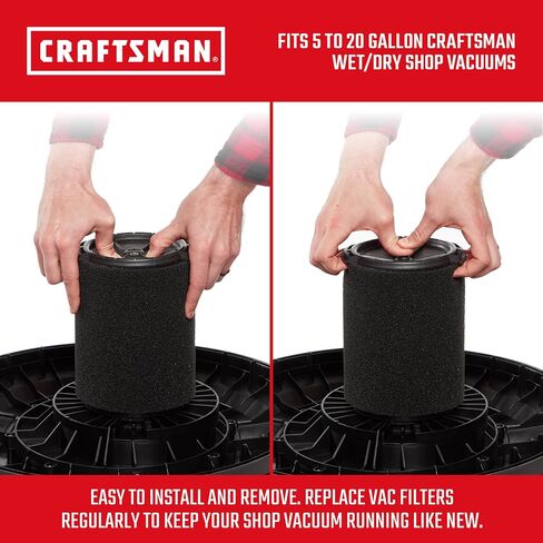 CRAFTSMAN CMXZVBE38754 Genuine 5-20 Gal. General Purpose Wet Dry Vac Filter | Fits Most 5 to 20 Gallon CRAFTSMAN Shop Vacuums, Easy Installation and Traps General Debris in Saudi Arabia