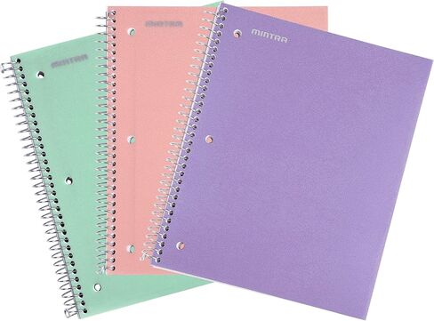 Mintra Office Durable Spiral Notebook - 2 Subject (Junior Size 3pk (6.5in x 9.5in), Arctic Ice, Sun Yellow, Spring Pink) in Saudi Arabia