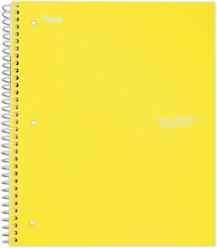 Five Star Spiral Notebook, 1 Subject, College Ruled Paper, 100 Sheets, 11" x 8-1/2", Yellow (73475) in Saudi Arabia