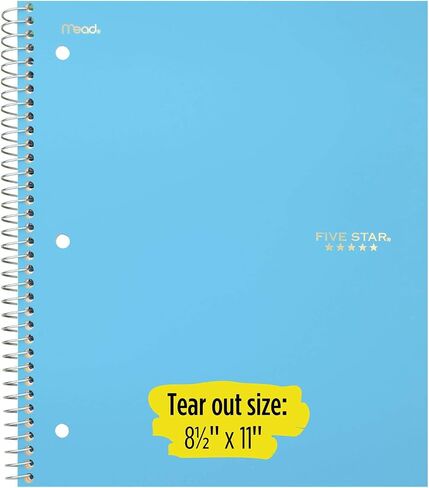Five Star Spiral Notebook, 1 Subject, College Ruled Paper, 100 Sheets, 11" x 8-1/2", Yellow (73475) in Saudi Arabia