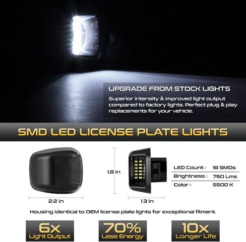 VIPMOTOZ Full LED License Plate Light Tag Lamp Assembly Replacement Pair For Compatible with Nissan Frontier Titan Armada Xterra Suzuki Equator - 6000K Diamond White, 2-Piece Set in Saudi Arabia