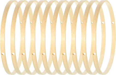 PATIKIL 6 Inch Bamboo Macrame Hoop, 10Pcs Wood Floral Hoop Craft Rings for DIY Crafts Dream Catcher Wedding Wreath Decor Christmas Hanging Decorations in Saudi Arabia
