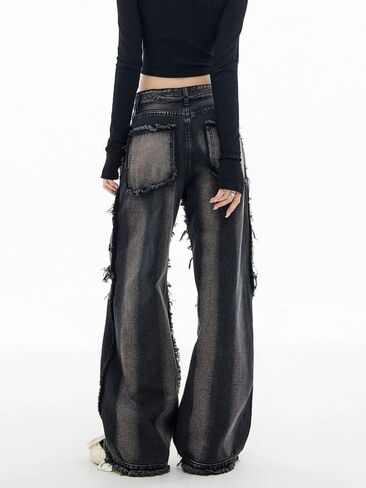 Baggy Cargo Pants for Women Girls Wide Leg Jeans Y2k Hip Hop Streetwear Low Rise Oversized Jeans Grunge Clothes Blue in Saudi Arabia