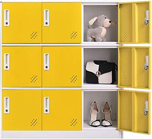 MECOLOR Living Room Organizers and Storage Small Metal Storage Cabinet with Lock for Toy and Cloth and self Belonging Storage (Yellow, 9D) in Saudi Arabia