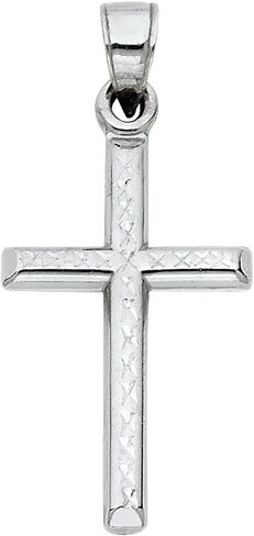 14k REAL White Gold Religious Cross Charm Pendant in Saudi Arabia