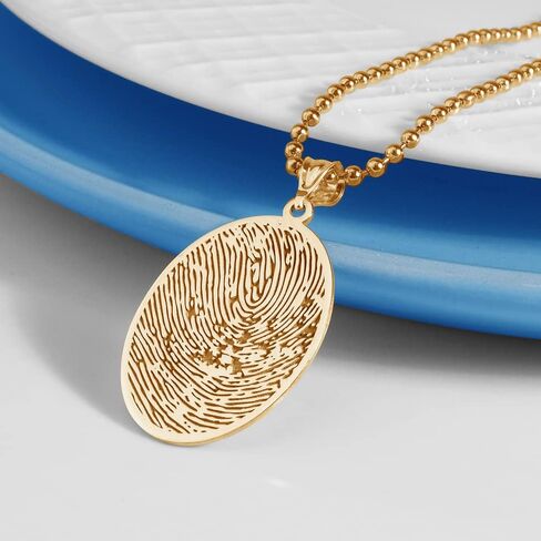 PicturesOnGold.com Custom Fingerprint Oval Charm or Pendant in Saudi Arabia