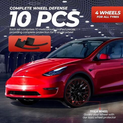 RimTek Tesla Model Y 21 بوصة واقي حافة يغطي العجلة بأكملها - حماية من الخدش - ملحقات خارجية سوداء غير لامعة لتتناسب مع عجلة OEM الأصلية - مجموعة من 4 - (21 بوصة Uberturbine) in Kuwait