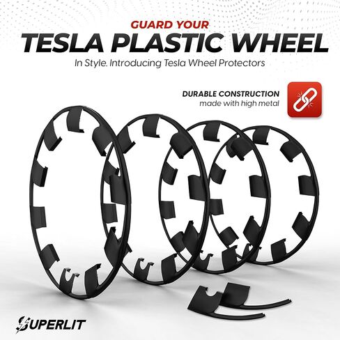 RimTek Tesla Model Y 21 بوصة واقي حافة يغطي العجلة بأكملها - حماية من الخدش - ملحقات خارجية سوداء غير لامعة لتتناسب مع عجلة OEM الأصلية - مجموعة من 4 - (21 بوصة Uberturbine) in Kuwait