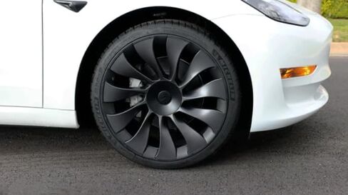 RimTek Tesla Model Y 21 بوصة واقي حافة يغطي العجلة بأكملها - حماية من الخدش - ملحقات خارجية سوداء غير لامعة لتتناسب مع عجلة OEM الأصلية - مجموعة من 4 - (21 بوصة Uberturbine) in Kuwait