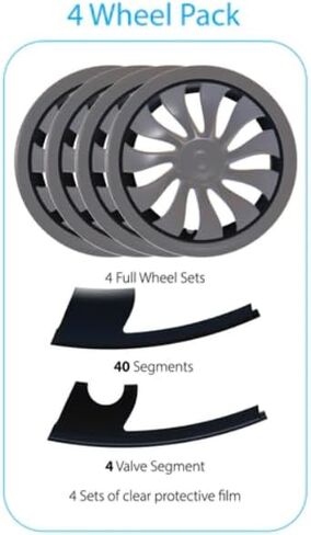 RimTek Tesla Model Y 21 بوصة واقي حافة يغطي العجلة بأكملها - حماية من الخدش - ملحقات خارجية سوداء غير لامعة لتتناسب مع عجلة OEM الأصلية - مجموعة من 4 - (21 بوصة Uberturbine) in Kuwait