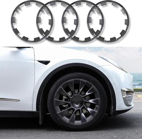 ThinSGO لطراز Tesla Y مقاس 20 بوصة حلقة حامية لإطار العجلة لتغطية الطفح الجلدي موديل Y ملحقات العجلات الحثية 2020-2024 (السيارة الأصلية باللون الأسود) in Kuwait