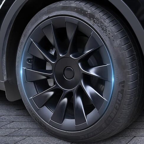 ThinSGO لطراز Tesla Y مقاس 20 بوصة حلقة حامية لإطار العجلة لتغطية الطفح الجلدي موديل Y ملحقات العجلات الحثية 2020-2024 (السيارة الأصلية باللون الأسود) in Kuwait