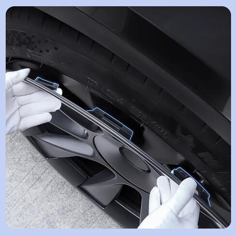 ThinSGO لطراز Tesla Y مقاس 20 بوصة حلقة حامية لإطار العجلة لتغطية الطفح الجلدي موديل Y ملحقات العجلات الحثية 2020-2024 (السيارة الأصلية باللون الأسود) in Kuwait