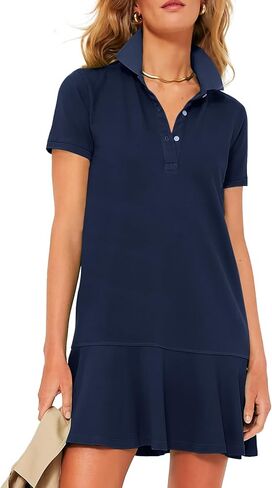 Flygo Womens Polo Dress Collared Short Sleeve Ruffle Golf Tennis T Shirt Sports Workout Mini Summer Dresses Tunic Pique in Saudi Arabia