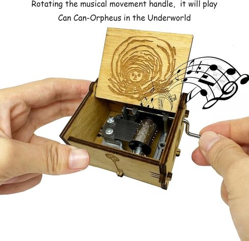 Youtang Coraline Music Box Engraved Wooden Gifts Mini Musical Box Play Can Can - Orpheus in The Underworld for Birthday/Anniversary/Valentine's Day/Christmas (Black) in Saudi Arabia