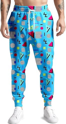 80s 90s Mens Joggers Pants Sports Funny Workout Running Printed Retro Sweatpants Casual Track Pants with Pockets in Saudi Arabia