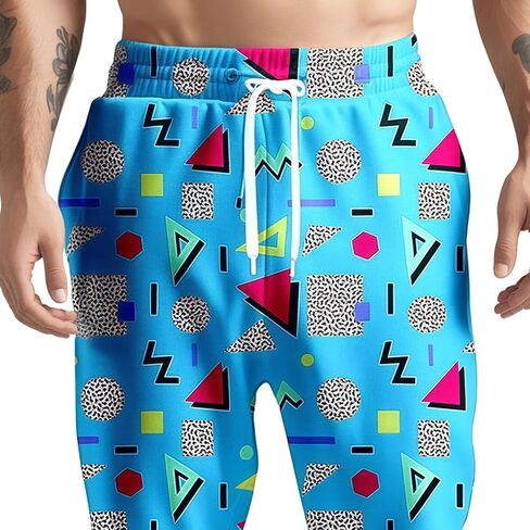 80s 90s Mens Joggers Pants Sports Funny Workout Running Printed Retro Sweatpants Casual Track Pants with Pockets in Saudi Arabia
