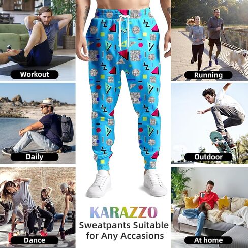 80s 90s Mens Joggers Pants Sports Funny Workout Running Printed Retro Sweatpants Casual Track Pants with Pockets in Saudi Arabia