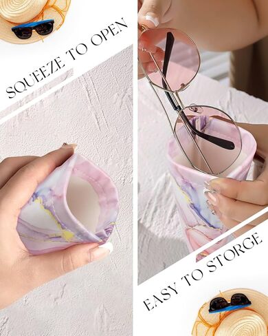 4 Pcs Squeeze Top Sunglass Case with Cleaning Cloth, Soft Leather Eyeglass Case Portable Sunglasses Pouch in Saudi Arabia