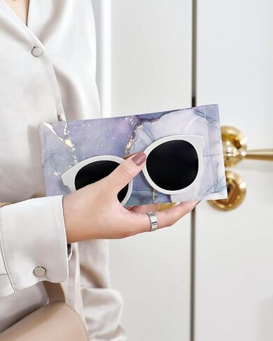 4 Pcs Squeeze Top Sunglass Case with Cleaning Cloth, Soft Leather Eyeglass Case Portable Sunglasses Pouch in Saudi Arabia