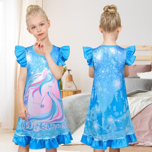 Sylfairy Girls Nightgowns, Unicorn Nightgown Princess Pajama Dresses for Girls Sleepwear Nightie in Saudi Arabia