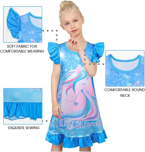 Sylfairy Girls Nightgowns, Unicorn Nightgown Princess Pajama Dresses for Girls Sleepwear Nightie in Saudi Arabia