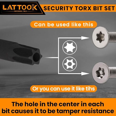 مجموعة لقم توركس، مجموعة لقم توركس 13 قطعة من LATTOOK، مجموعة لقم نجمة مقاومة للعبث، S2 فولاذ مع مغناطيس، مجموعة لقم مفك براغي سداسية 1/4 بوصة، طول 4 بوصة، T5 - T40 تتضمن T20 وT25 بت in Saudi Arabia