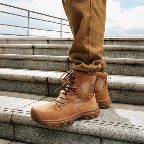 NORTIV 8 Men's Waterproof Work Military Tactical Boots Rubber Toe Leather Outdoor Hiking Motorcycle Combat Boots in Saudi Arabia
